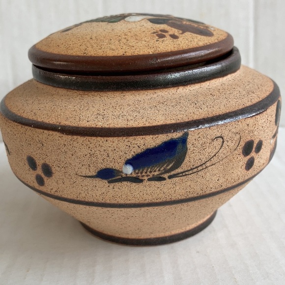 Netz Pottery Mexico Tonala fern leaf covered trinket dish bowl - Picture 3 of 15